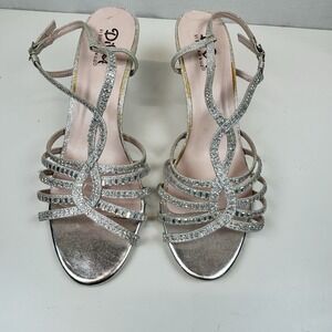 Diva Benjamin Walk Women Dress Shoes Silver Sparkle Strappy Evening Prom Dance 9